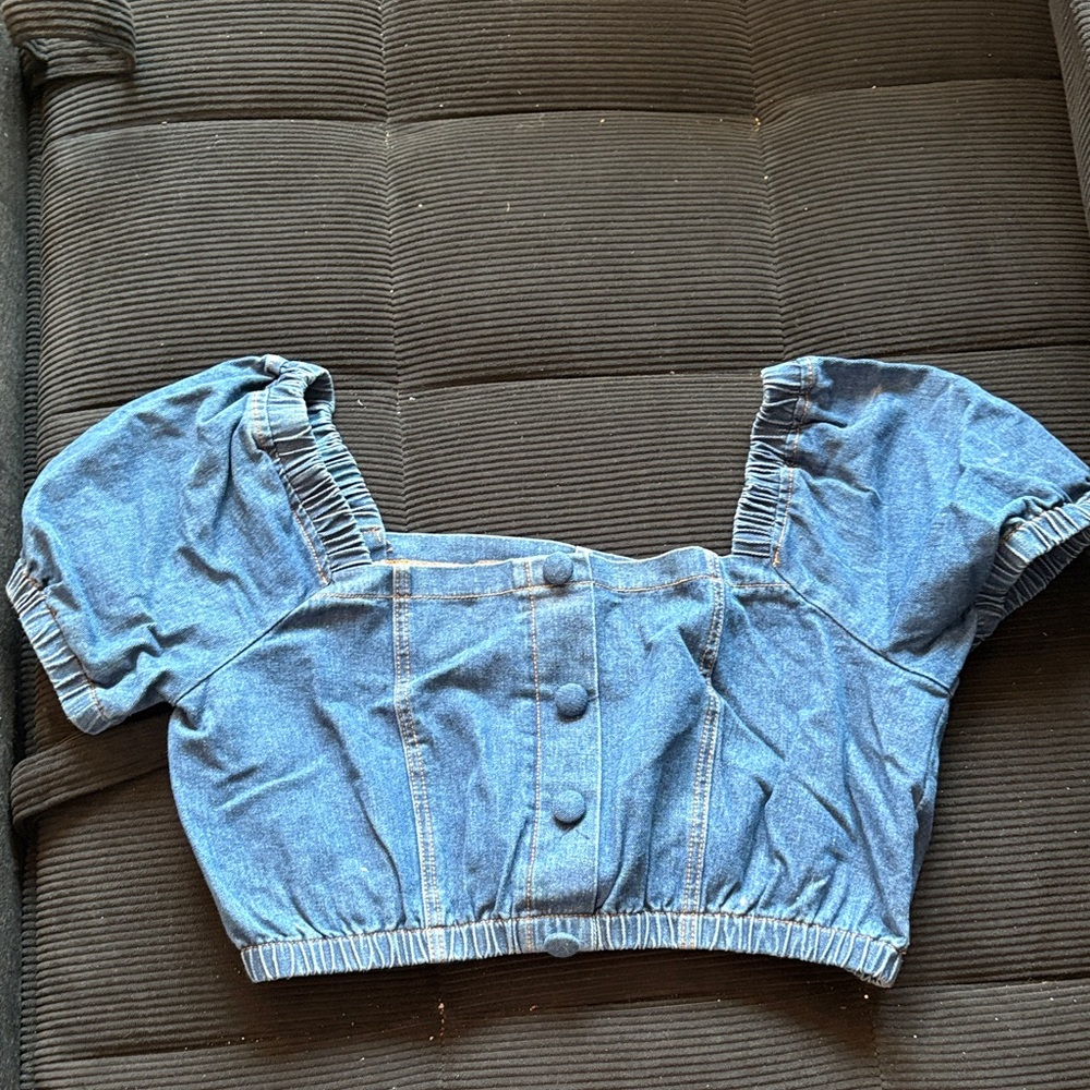 ASOS Denim Button-Up Crop Top
